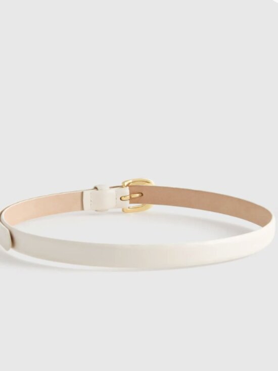 NWT Quince Sofia European Leather Skinny Belt in Bone Sz S main image 6